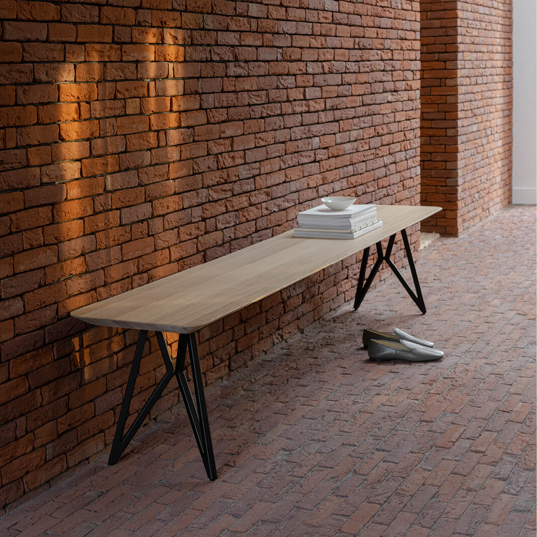 Design Dining Bench | Butterfly Bench Steel black powdercoating | HPL Unilin Dark ecru | Studio HENK| 