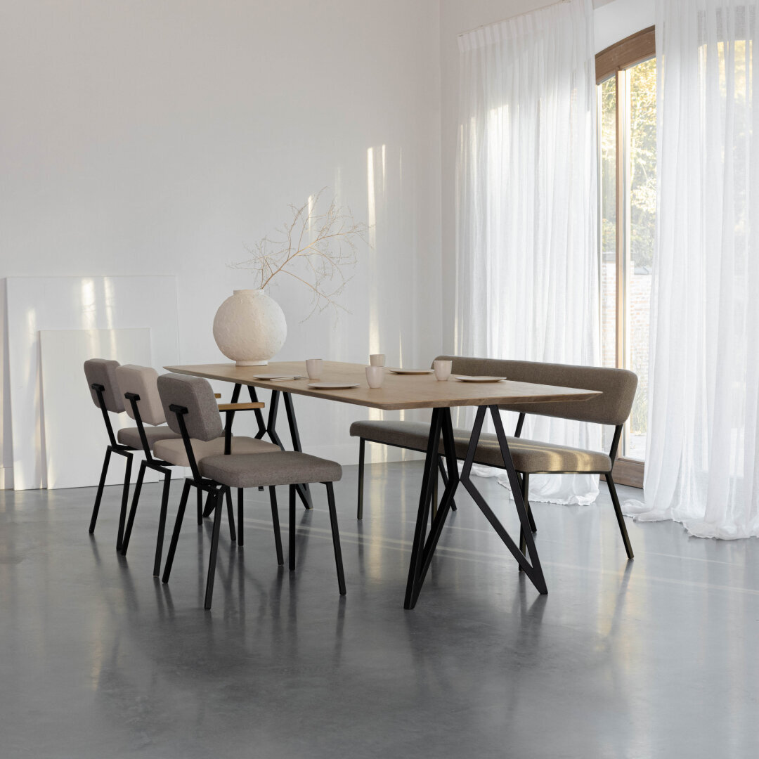 Design modern dining chair | Coode dining bench 120 Light Brown olbia taupe12 | Studio HENK| 
