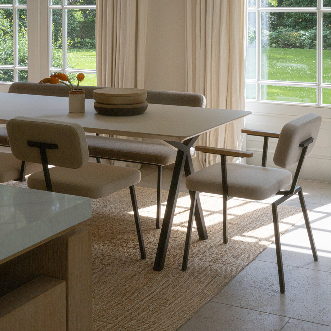 Design modern dining chair | Ode Chair with armrest Brown hemp plough01 | Studio HENK| 