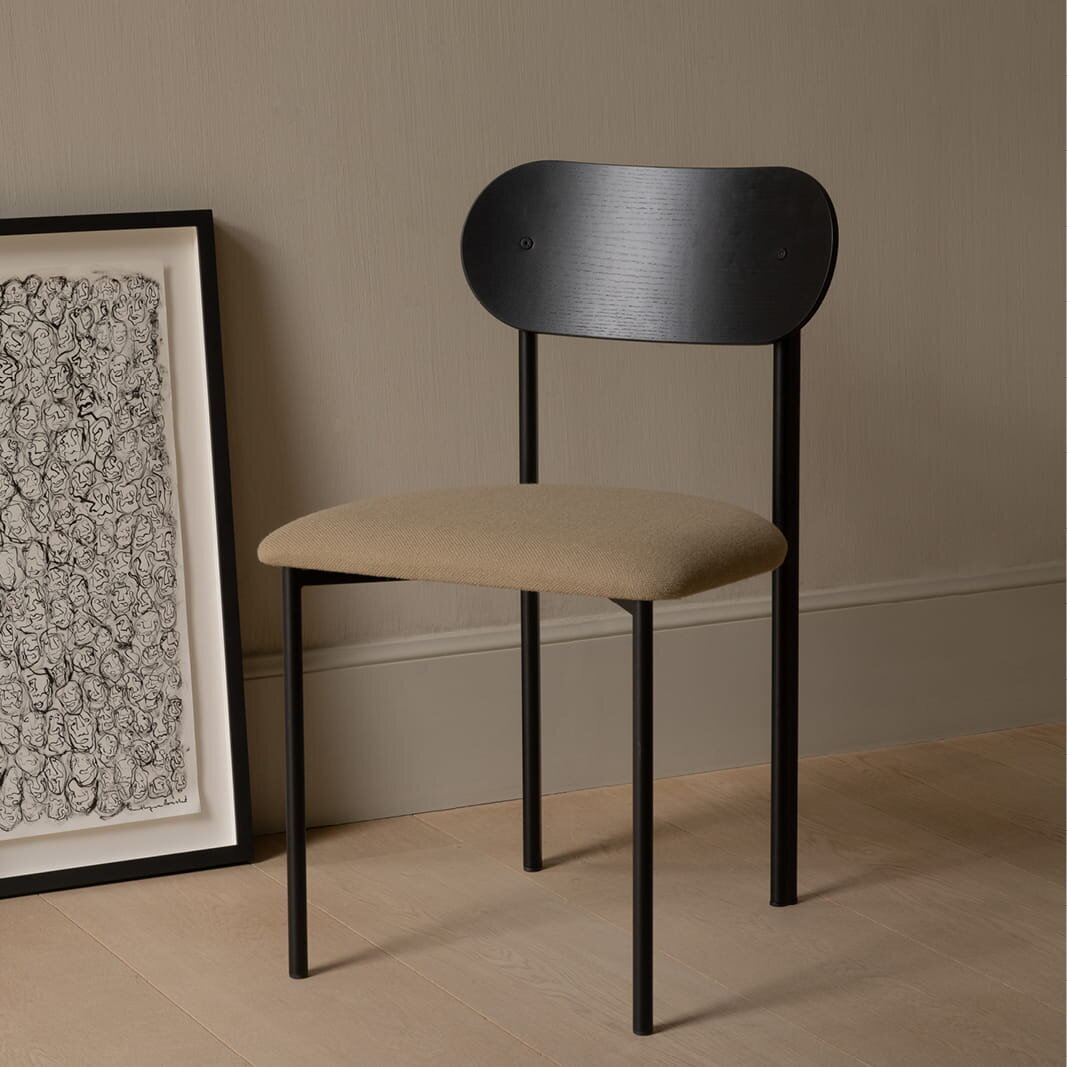 Design modern dining chair | Oblique Dining Chair with Armrest Light Brown rewool 0218 | Studio HENK| 