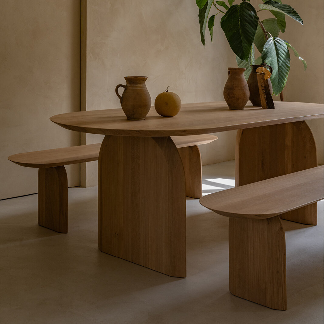 Flat oval Design dining table | Slot Oak smoked stain | Oak smoked | Studio HENK| 