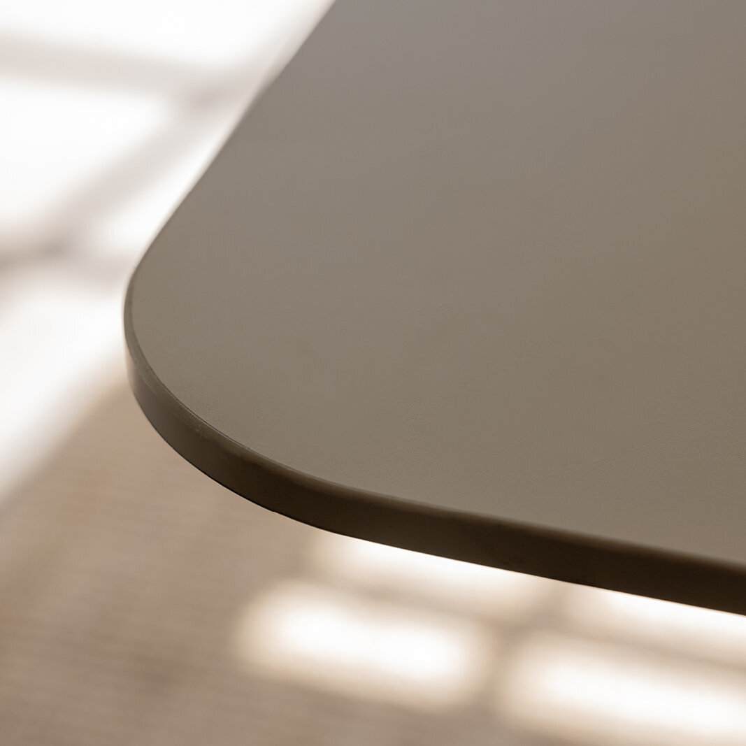 Rectangular Design dining table | Slim X-type Steel black powdercoating | HPL Unilin Lichen green | Studio HENK| 