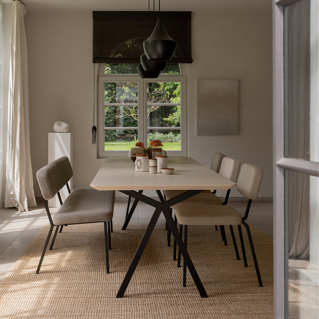 Rectangular Design dining table | Slim X-type Steel black powdercoating | Oak natural lacquer  | Studio HENK| 