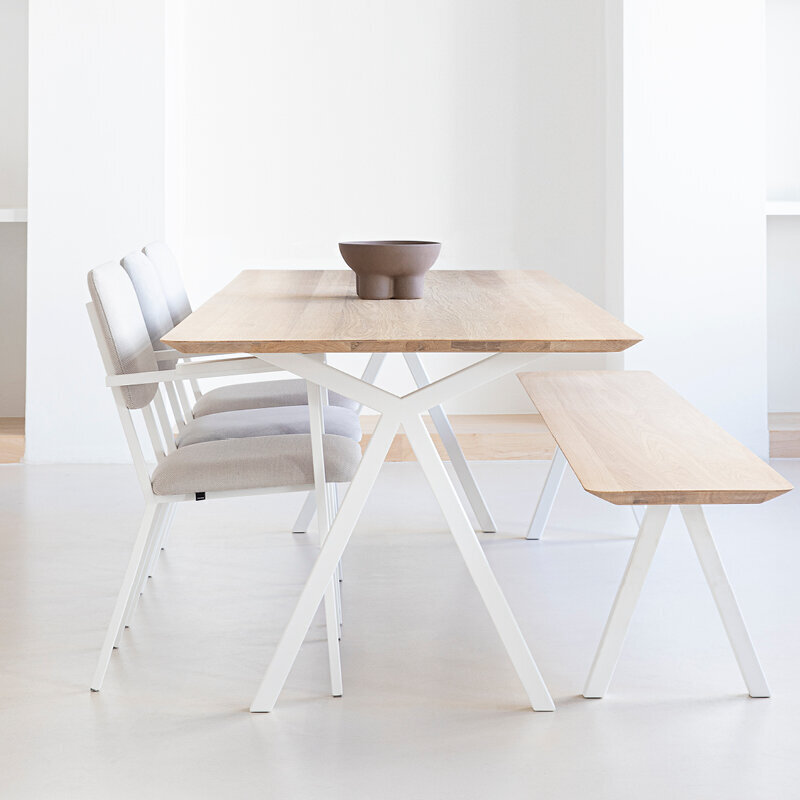 Rectangular Design dining table | Slim X-type Steel black powdercoating | Oak natural lacquer  | Studio HENK| 