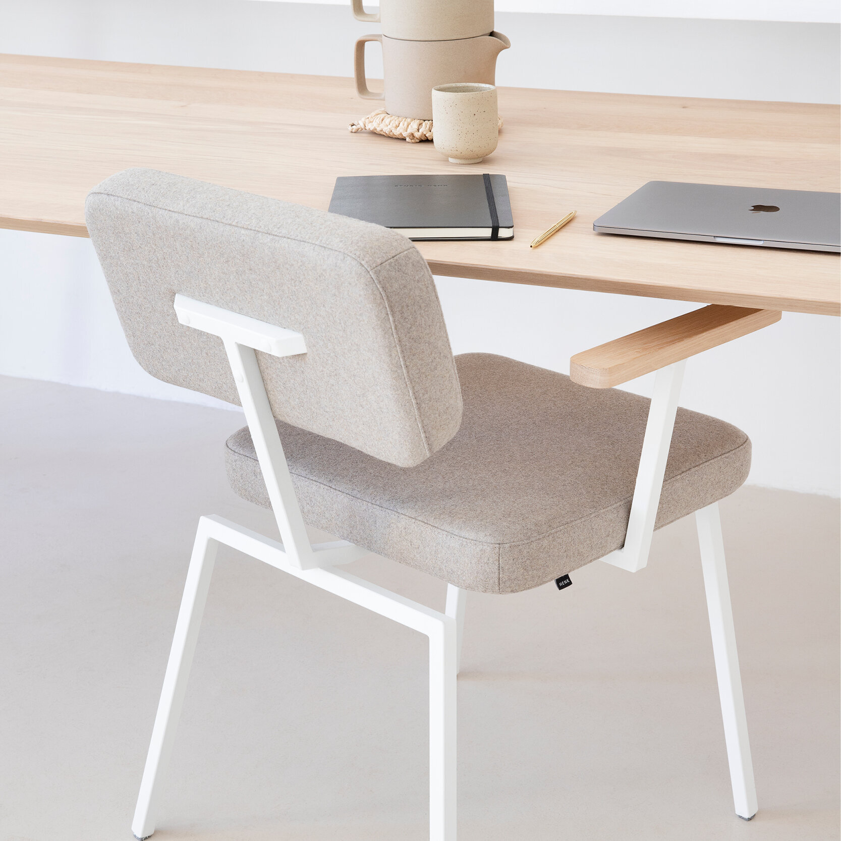 Rectangular Design dining table | Butterfly Home Desk Steel black powdercoating | HPL Fenix beige arizona | Studio HENK| 
