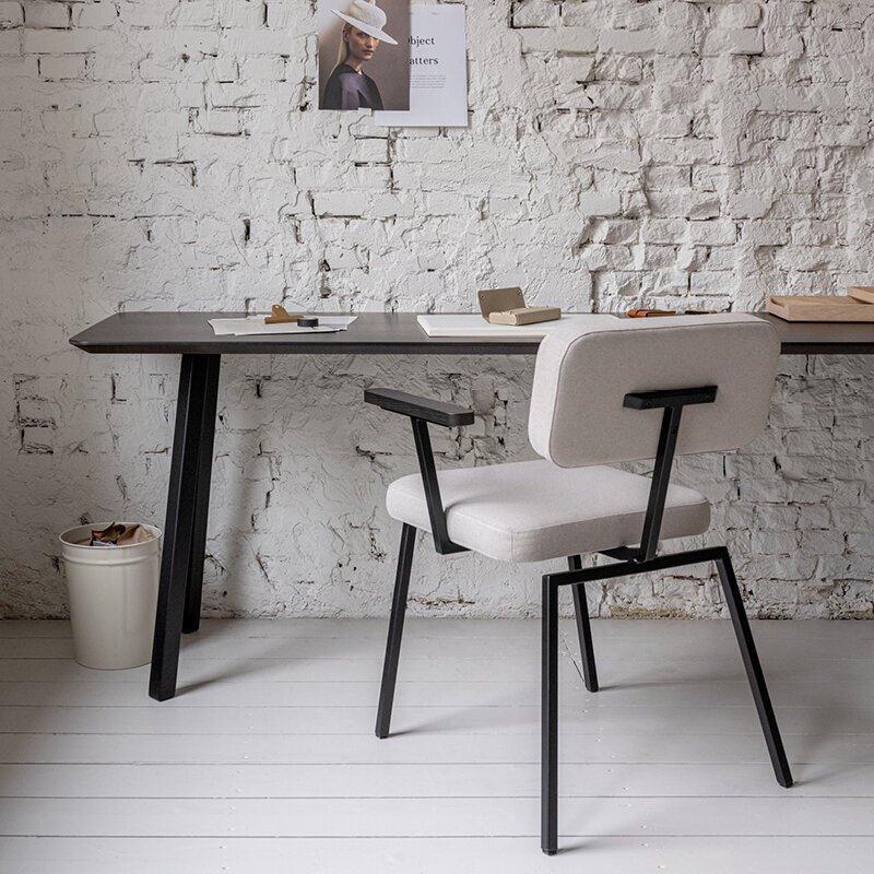 Rectangular Design dining table | Butterfly Home Desk Steel black powdercoating | HPL Fenix beige arizona | Studio HENK| 