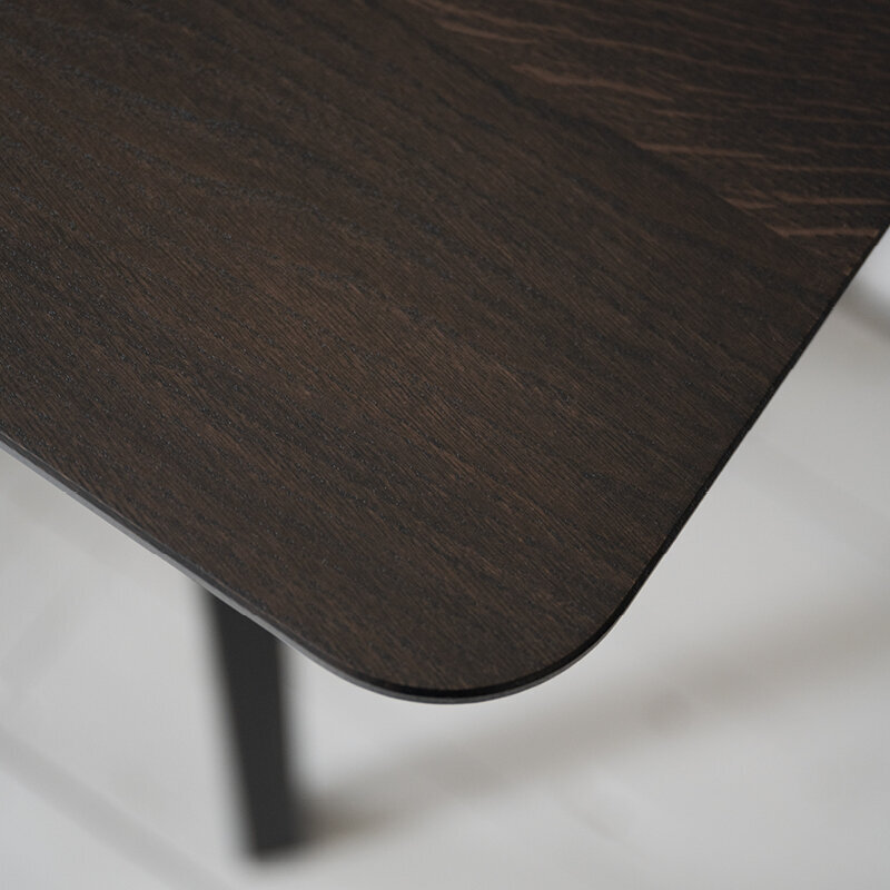 Rectangular Design dining table | Slim X-type Home Desk Steel black powdercoating | Oak black stain | Studio HENK| 