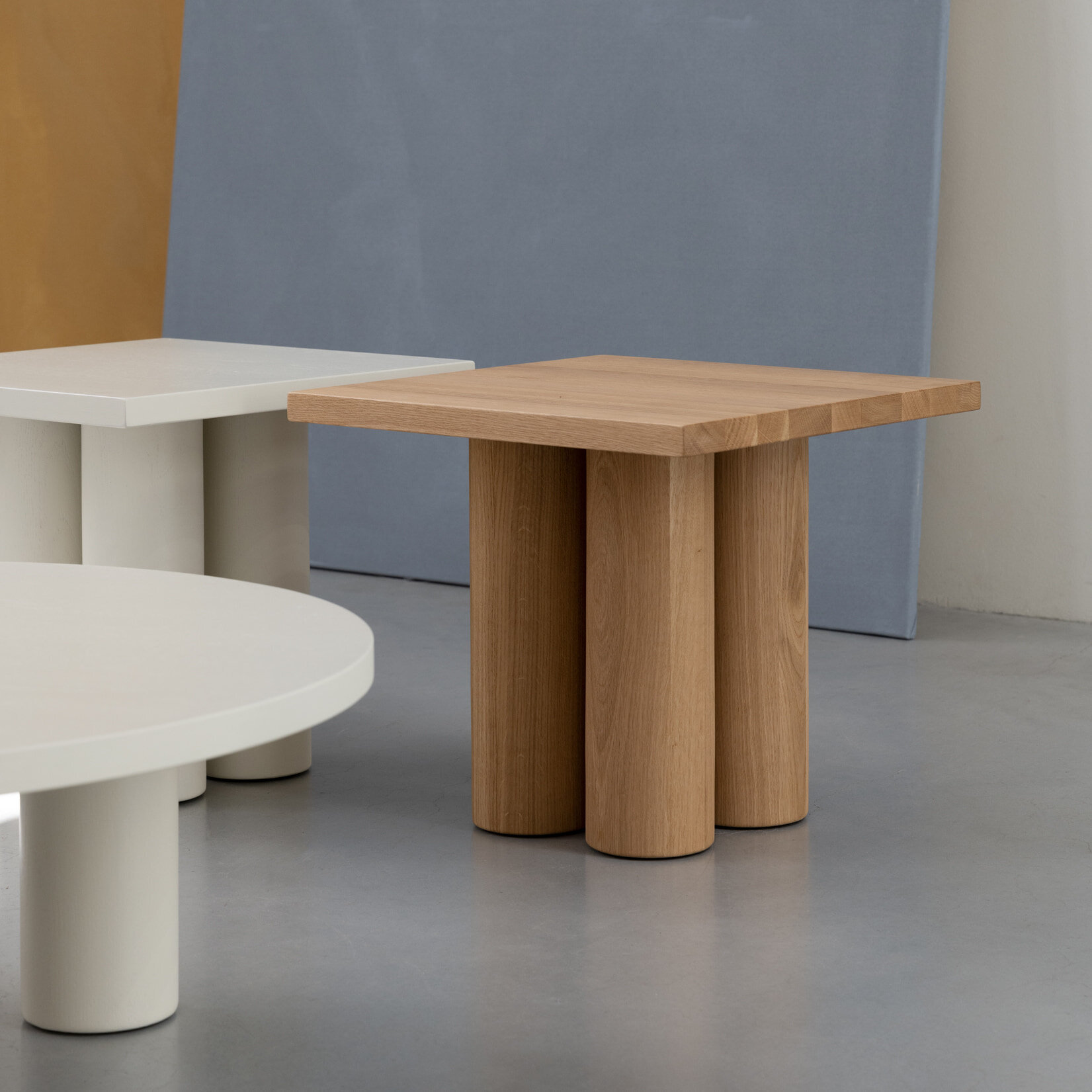 Design Coffee Table | Pillar Coffee Table Square 50 Oak oyster white | Oak oyster white | Studio HENK| 