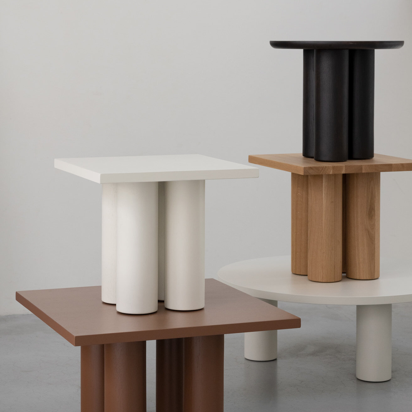 Design Coffee Table | Pillar Coffee Table Square 70 Oak black lacquer | Oak black lacquer | Studio HENK| 