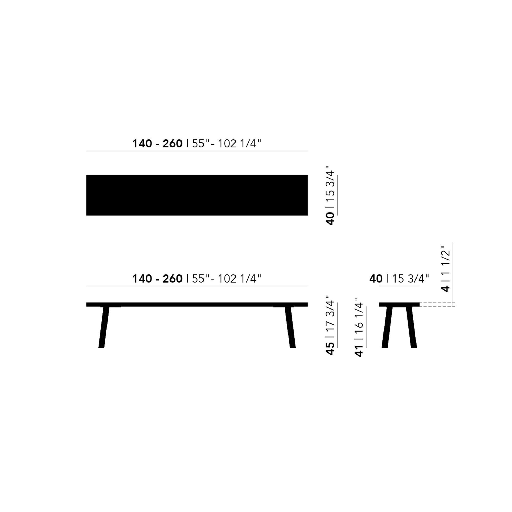 Design Dining Bench | Slim X-type Bench Steel black powdercoating | Oak hardwax oil natural light 3041 | Studio HENK| Schematic