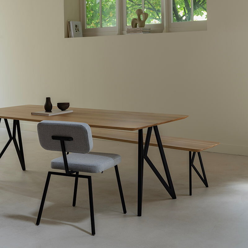 Rectangular Design dining table | Butterfly Steel black powdercoating | HPL Unilin Summer wheat | Studio HENK| 