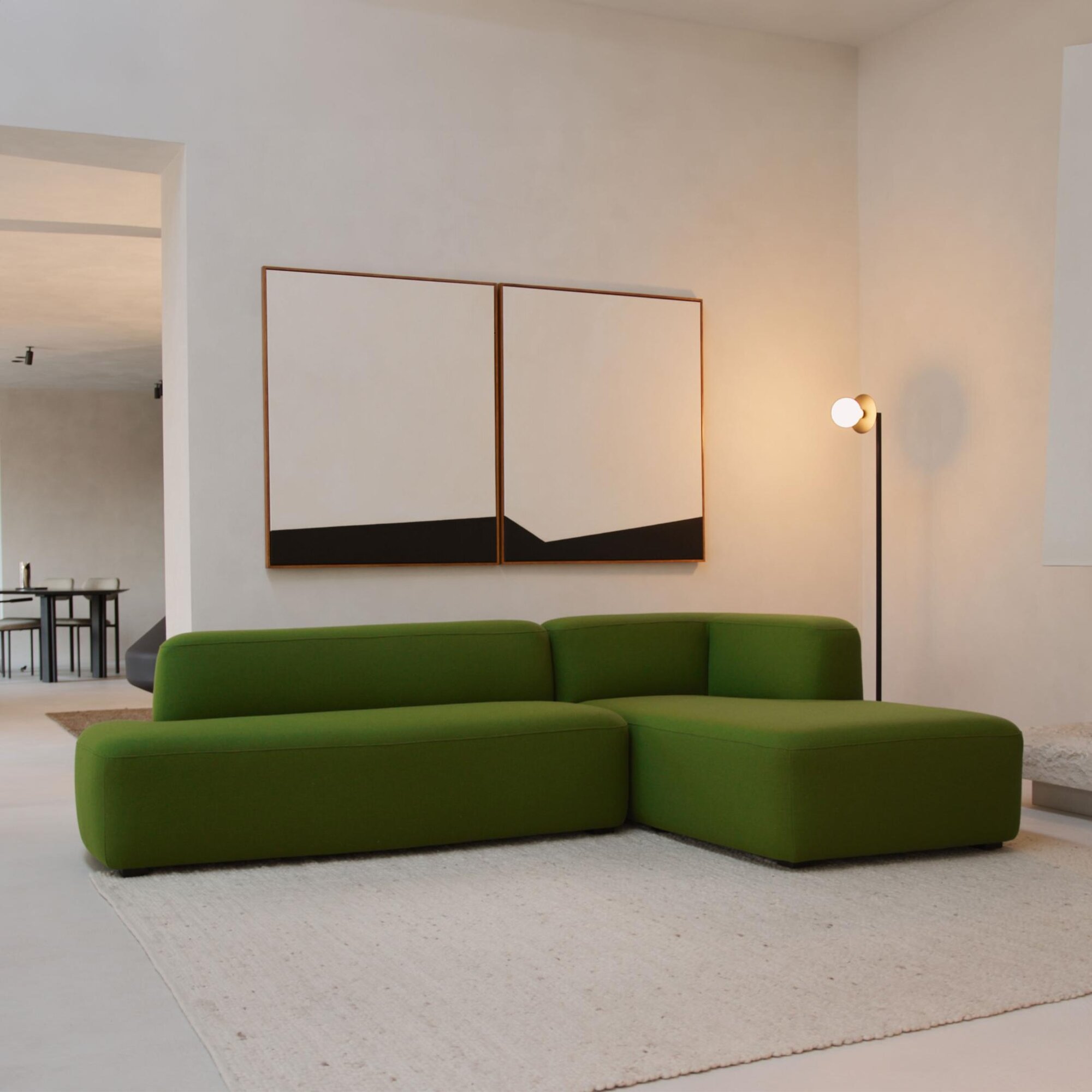 Design modern sofa | Slant 5 seater arm left and right with 45 degrees corner Dark Green | Studio HENK| 