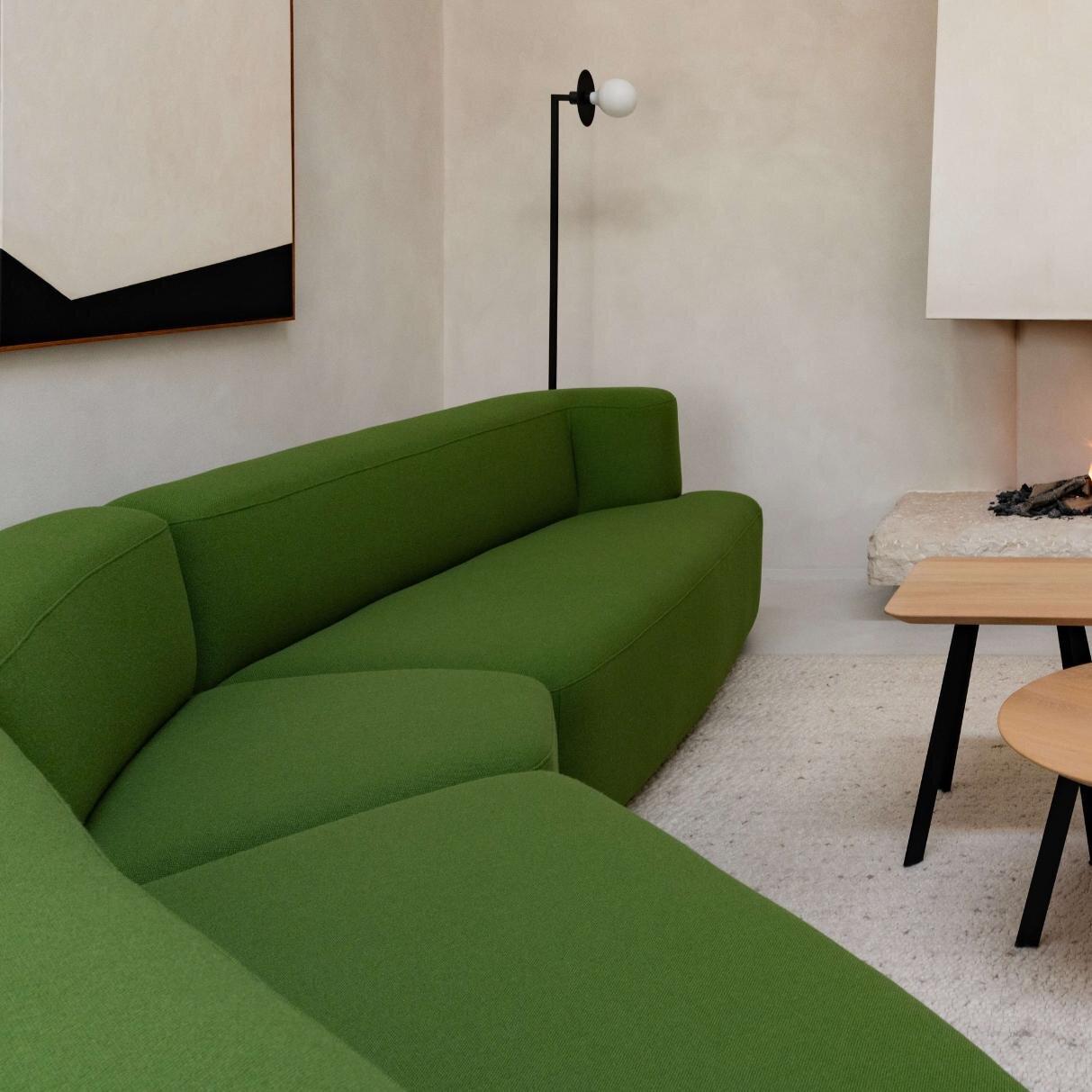 Design modern sofa | Slant 5 seater arm left and right with 45 degrees corner Dark Green | Studio HENK| 