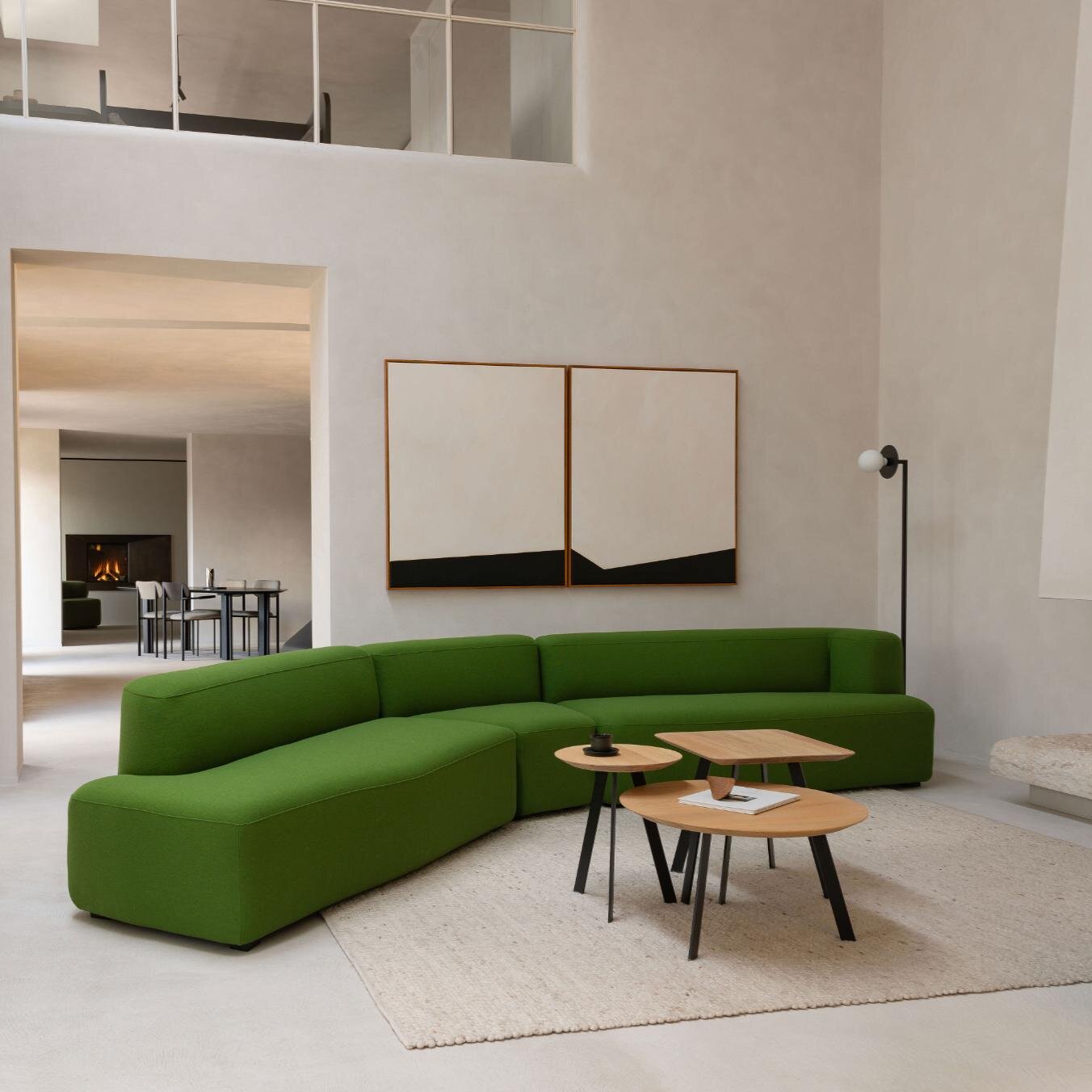 Design modern sofa | Slant 5 seater arm left and right with 45 degrees corner Dark Green | Studio HENK| 