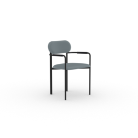 Oblique Dining Chair Upholstered with Armrest