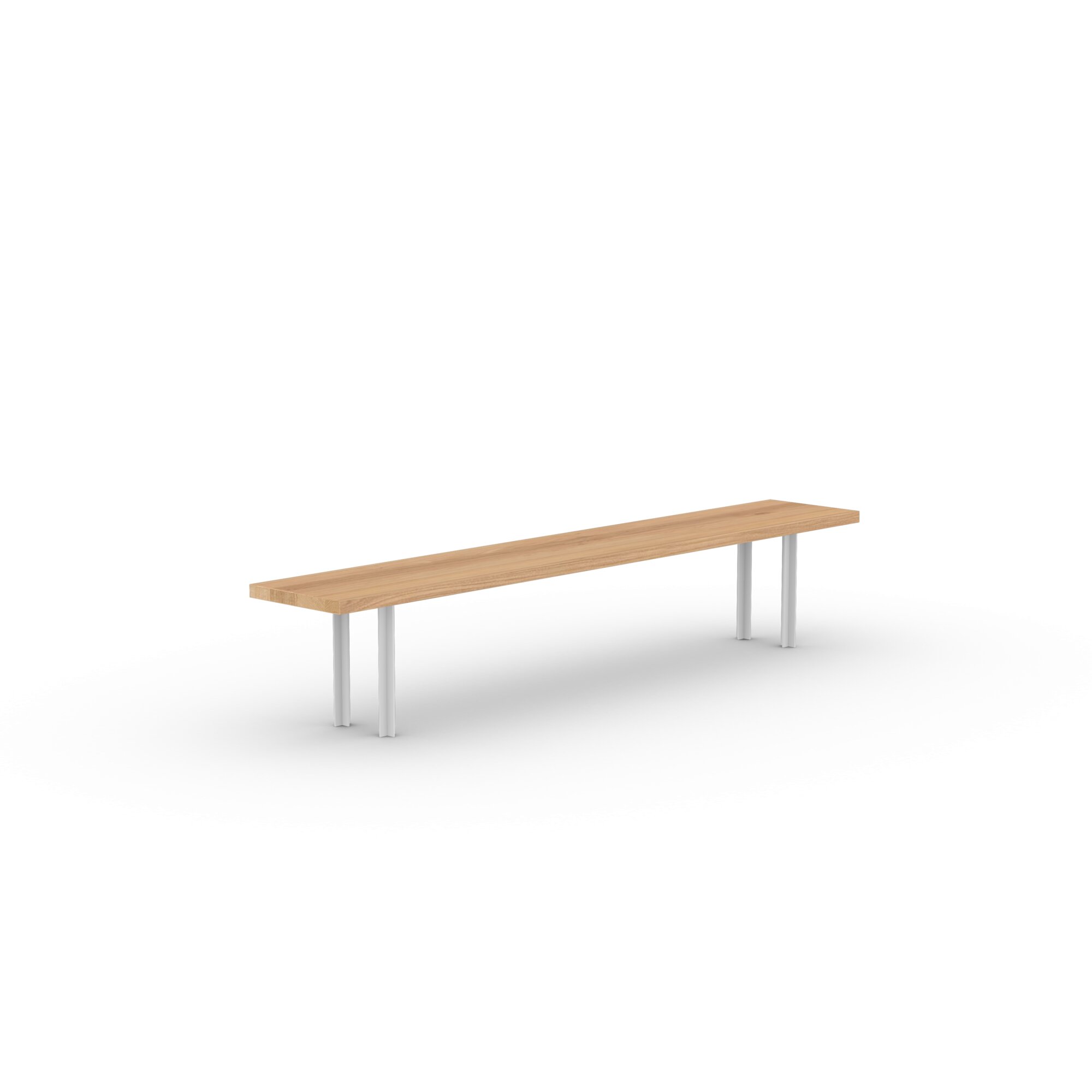 Design Dining Bench | Cross Bench Steel white powdercoating | Oak natural lacquer | Studio HENK| 