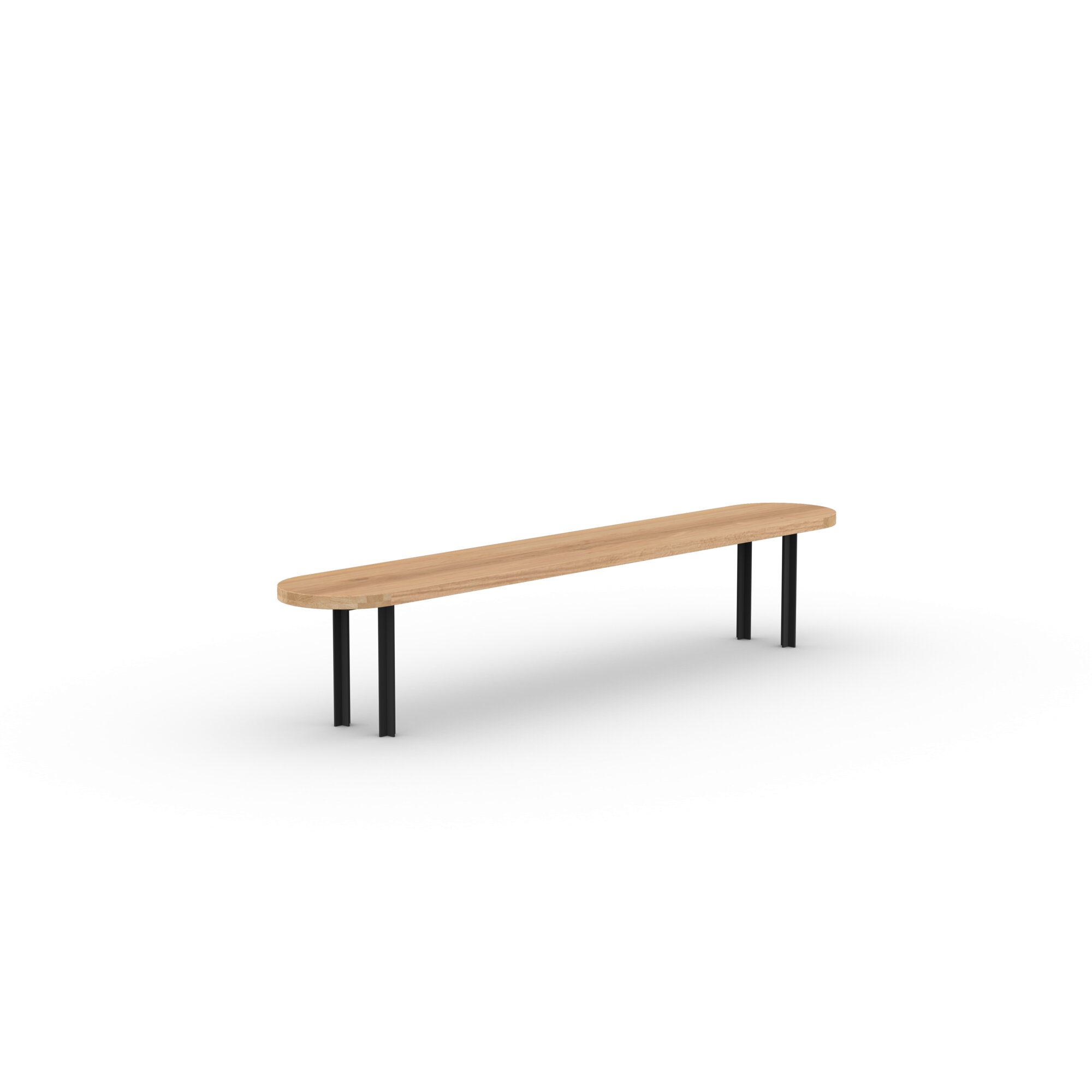 Design Dining Bench | Cross Bench Steel black powdercoating | Oak natural lacquer | Studio HENK| 