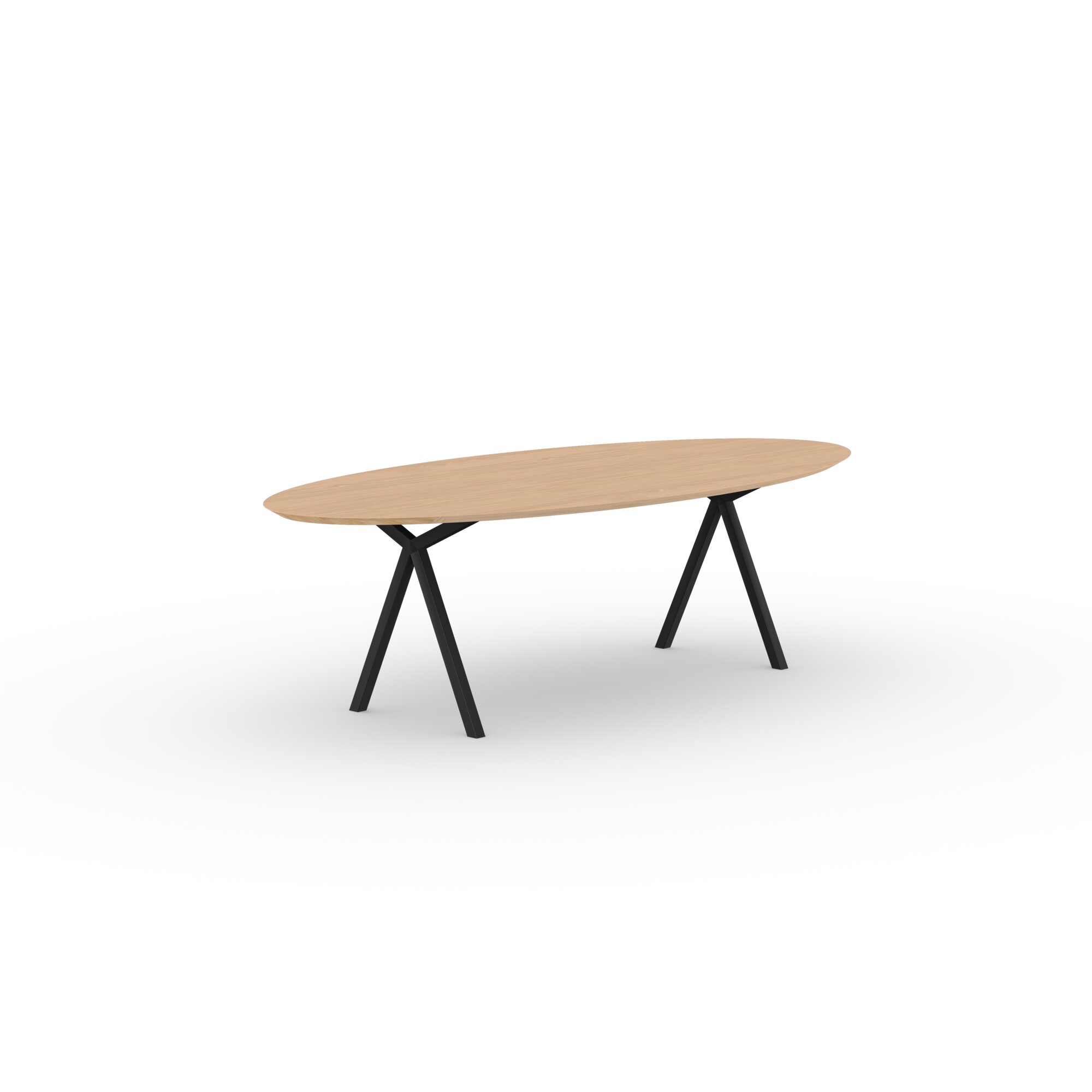 Ovale Design dining table | Slim X-type Steel black powdercoating | Oak hardwax oil natural light | Studio HENK| 