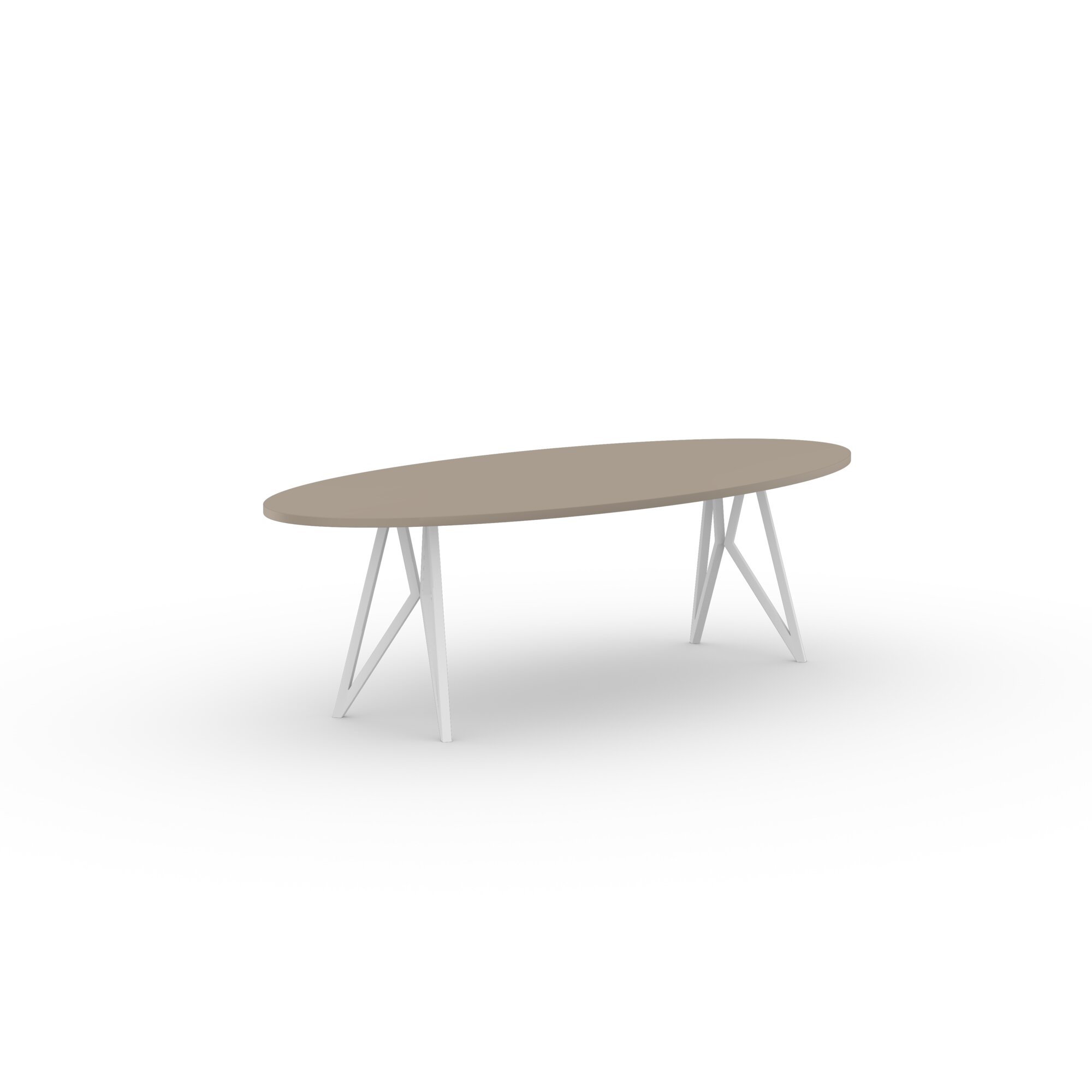 Ovale Design dining table | Butterfly Steel white powdercoating | HPL Fenix beige arizona | Studio HENK| 