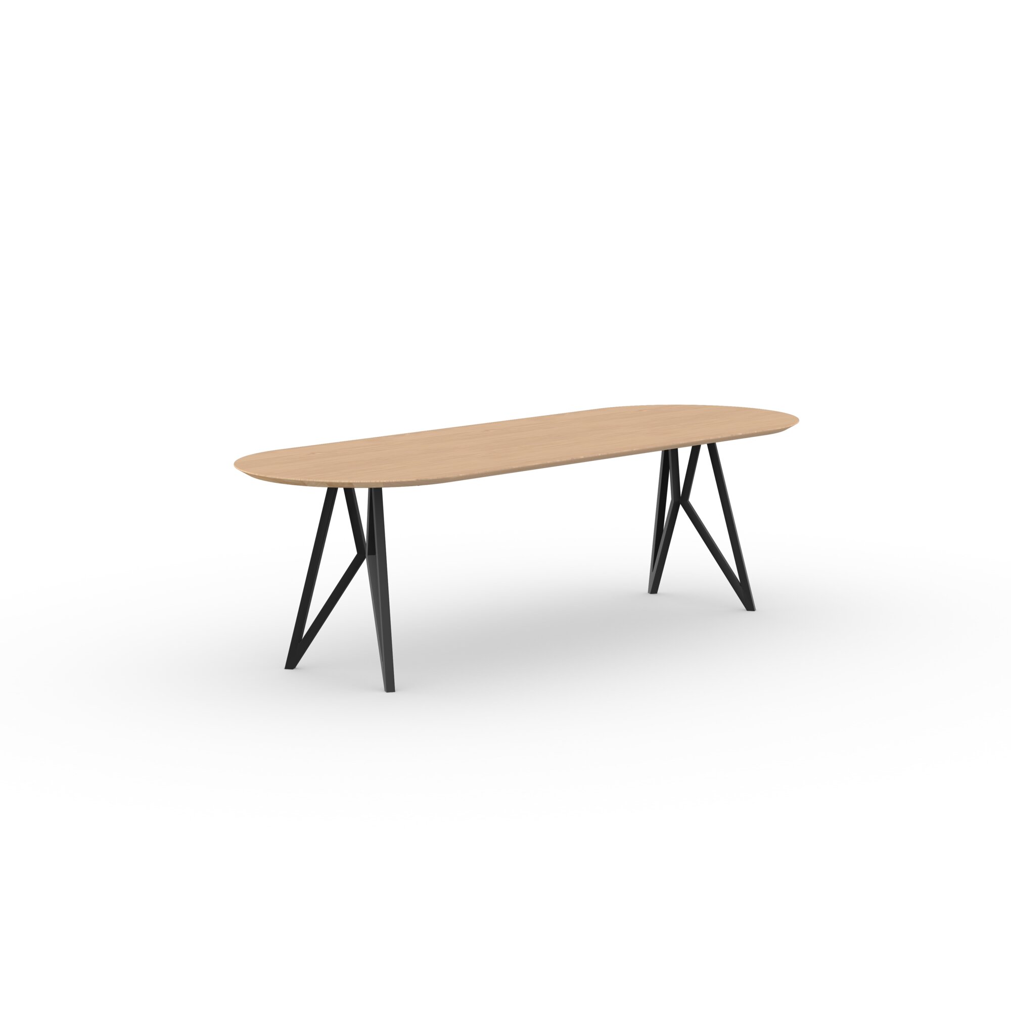 Flat oval Design dining table | Butterfly Steel black powdercoating | Oak hardwax oil natural light | Studio HENK| 