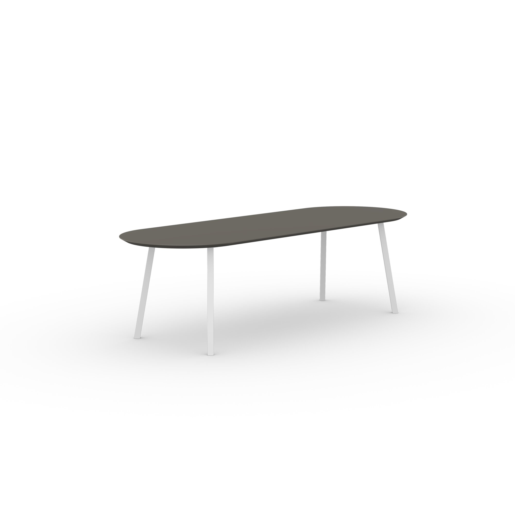 Flat oval Design dining table | New Classic Steel white powdercoating | HPL Fenix grigio londra | Studio HENK| 