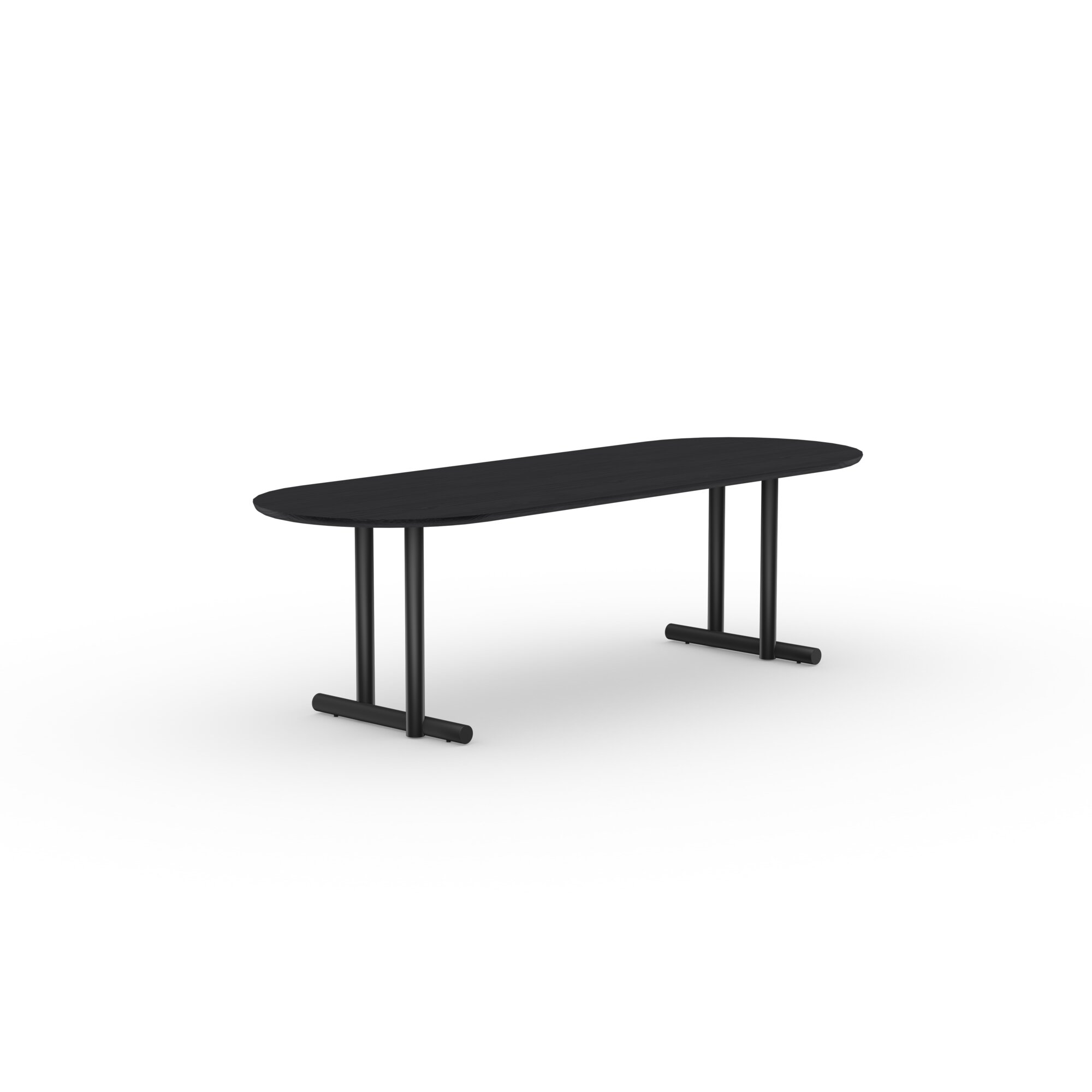 Flat oval Design dining table | Mikado Dining Table Steel black powdercoating | Oak black stain | Studio HENK| 