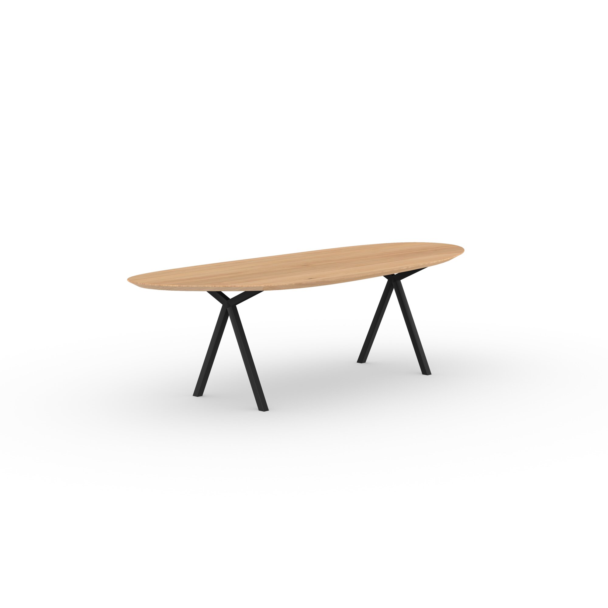 Blob Design dining table | Slim X-type Steel black powdercoating | Oak natural lacquer  | Studio HENK| 