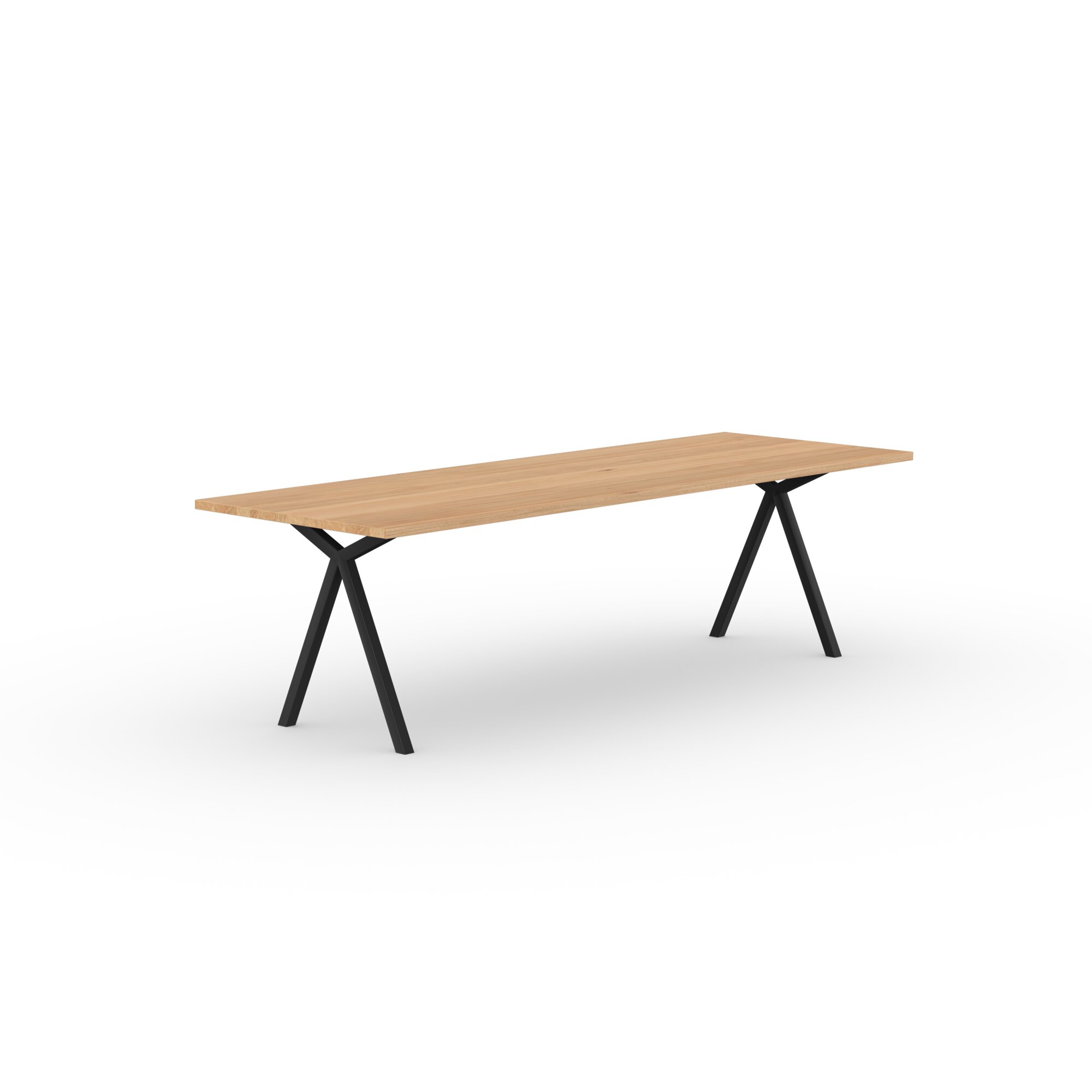 Rectangular Design dining table | Slim X-type Steel black powdercoating | Oak natural lacquer  | Studio HENK| 