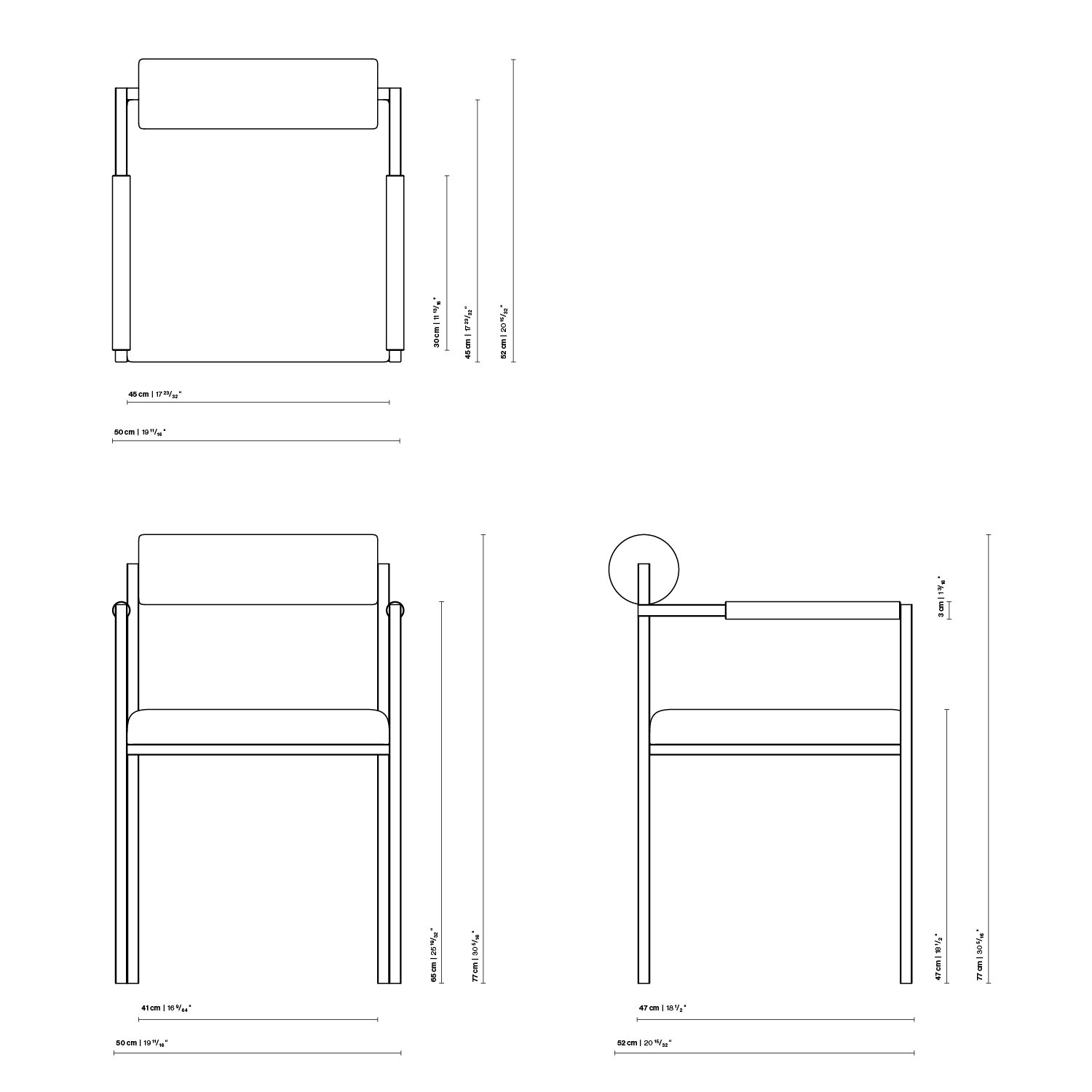 Design modern dining chair | Bolster Dining Chair with armrest Brown tonus4 474 | Studio HENK| 